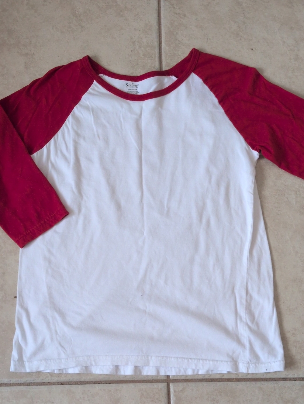 Sofra Red White Baseball Shirt Size Medium